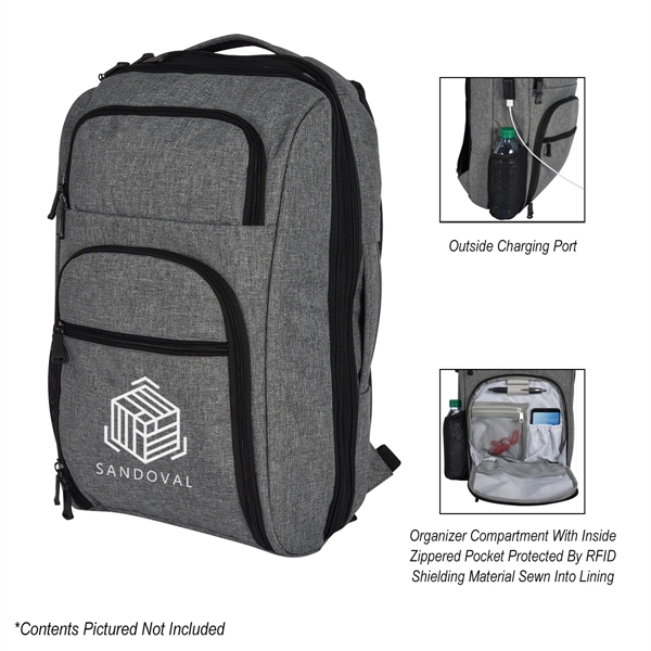 Heathered RFID laptop backpack and briefcase with several pockets and added... from ASI 61125 Hit Promotional Products / Hit®
