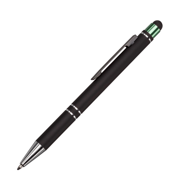 The Scroll Aluminum Ballpoint Pen with Stylus features a matte black... from ASI 84592 St Regis Group