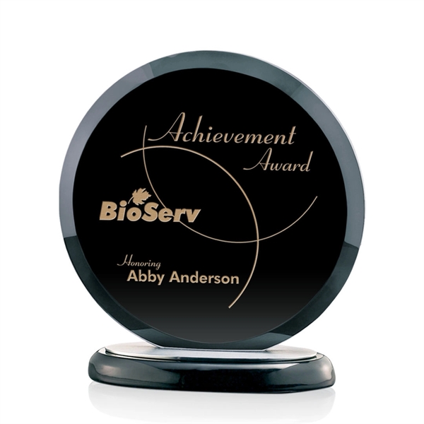 Amazing black circle award on a Black Wooden Base with Aluminum... from ASI 84592 St Regis Group / St Regis