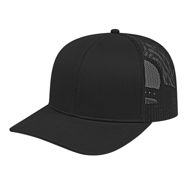 Medium profile six panel structured polyester and cotton blend cap with... from ASI 43792 Cap America Inc
