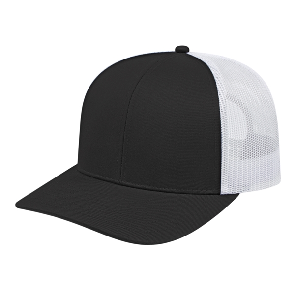 Medium profile six panel structured polyester and cotton blend cap with... from ASI 43792 Cap America Inc