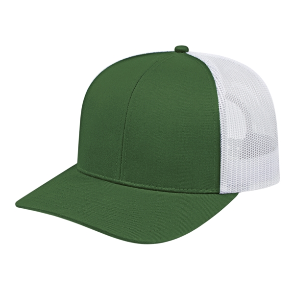 Medium profile six panel structured polyester and cotton blend cap with... from ASI 43792 Cap America Inc