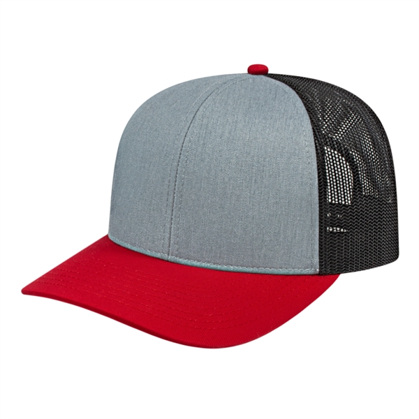 Medium profile six panel structured polyester and cotton blend cap with... from ASI 43792 Cap America Inc