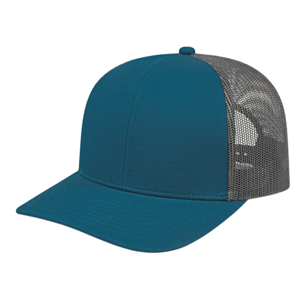 Medium profile six panel structured polyester and cotton blend cap with... from ASI 43792 Cap America Inc