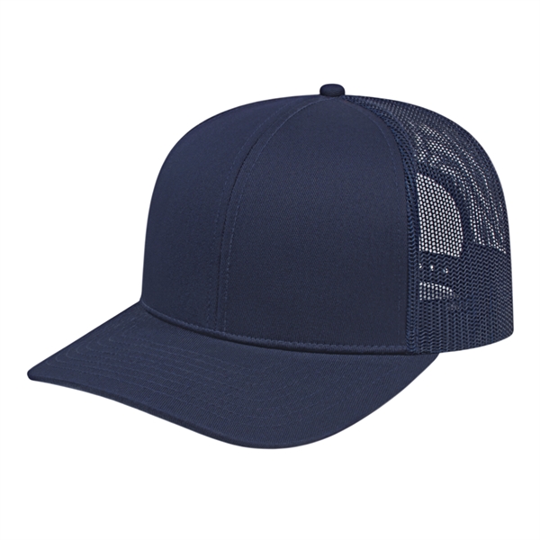 Medium profile six panel structured polyester and cotton blend cap with... from ASI 43792 Cap America Inc