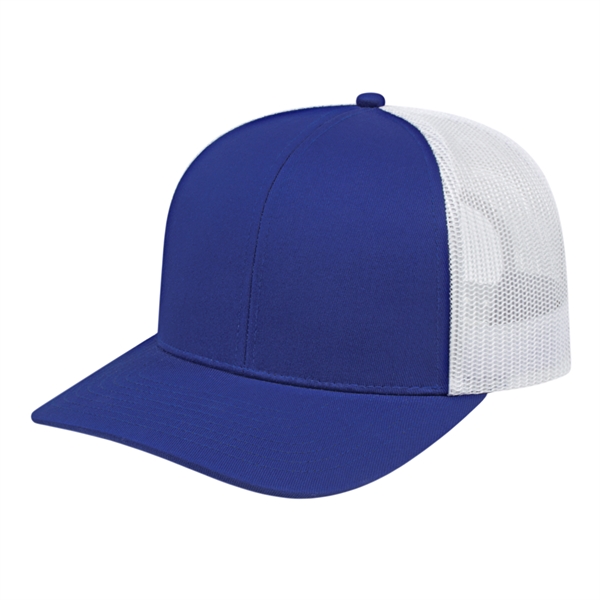 Medium profile six panel structured polyester and cotton blend cap with... from ASI 43792 Cap America Inc