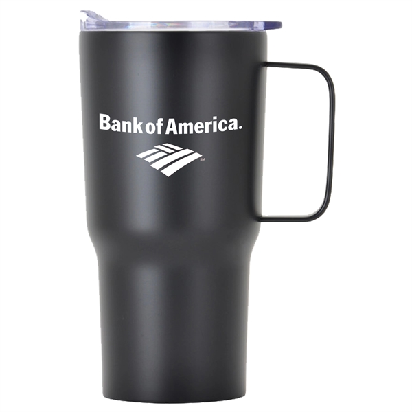 20-ounce insulated stainless steel travel mug with metal handle and sliding... from ASI 90807 Tekweld