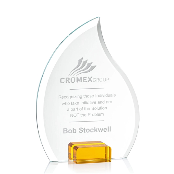 Unique flame shaped award with starfire optical crystal base.... from ASI 84592 St Regis Group / St Regis