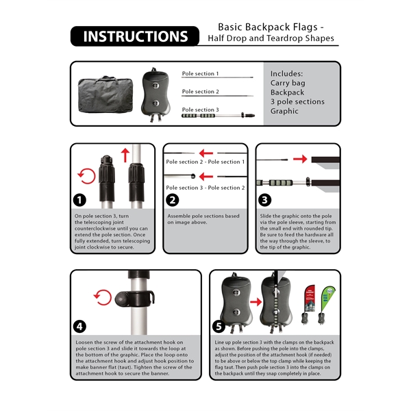 Basic double sided polyester teardrop style backpack flag kit... from ASI 80228 Quinn