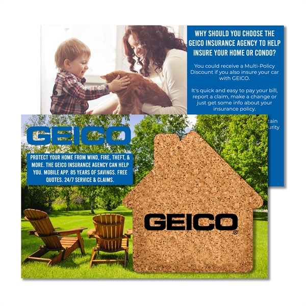 Customizable 6" x 4" full-color postcard with house-shaped cork coaster in... from ASI 90807 Tekweld