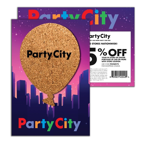 Customizable 6" x 4" full-color postcard with balloon-shaped cork coaster in... from ASI 90807 Tekweld