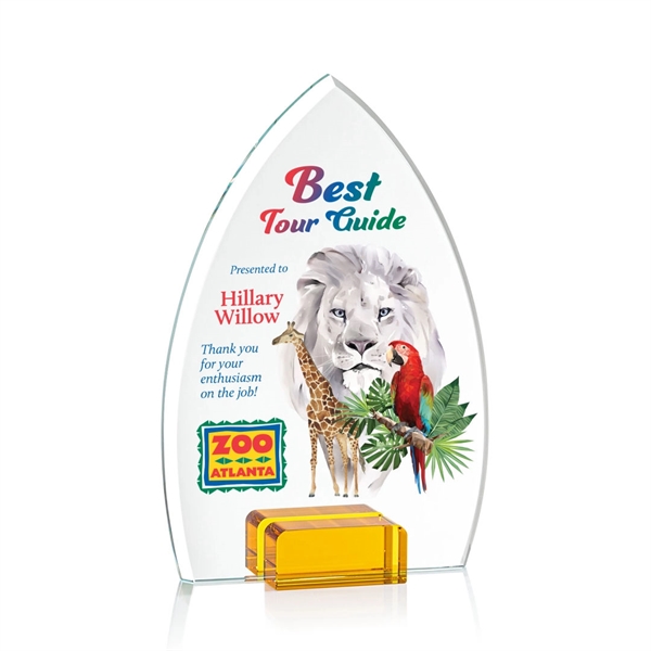 Unique curved and pointed award with starfire optical crystal base.... from ASI 84592 St Regis Group / St Regis