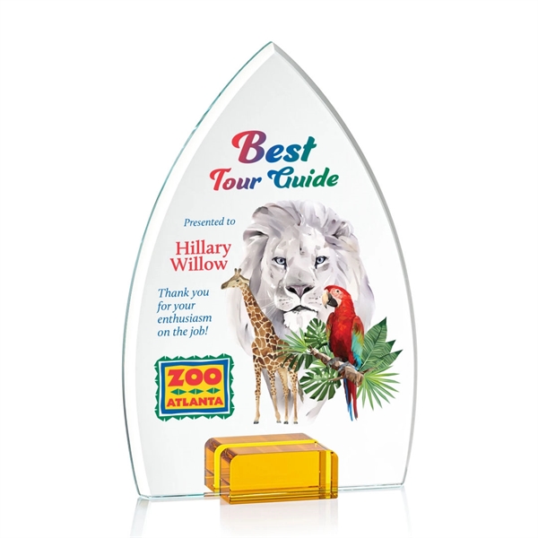 Unique curved and pointed award with starfire optical crystal base.... from ASI 84592 St Regis Group / St Regis