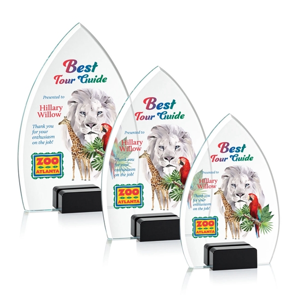 Unique curved and pointed award with starfire optical crystal base.... from ASI 84592 St Regis Group / St Regis