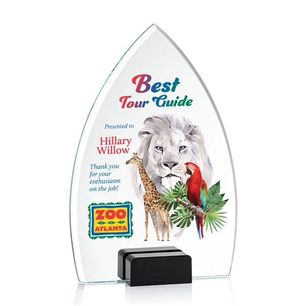 Unique curved and pointed award with starfire optical crystal base.... from ASI 84592 St Regis Group / St Regis