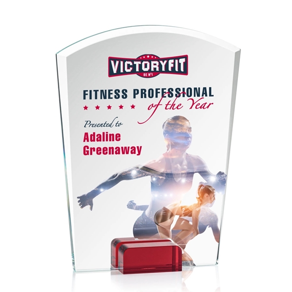 Unique curved top award with starfire optical crystal base.... from ASI 84592 St Regis Group / St Regis