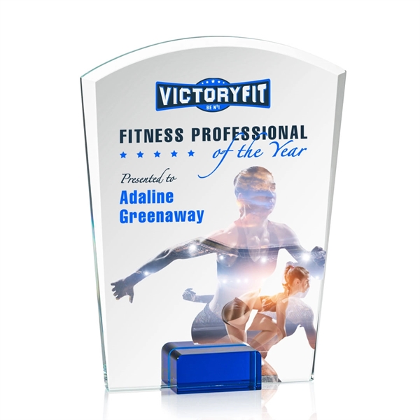 Unique curved top award with starfire optical crystal base.... from ASI 84592 St Regis Group / St Regis