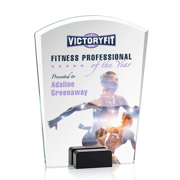 Unique curved top award with starfire optical crystal base.... from ASI 84592 St Regis Group / St Regis