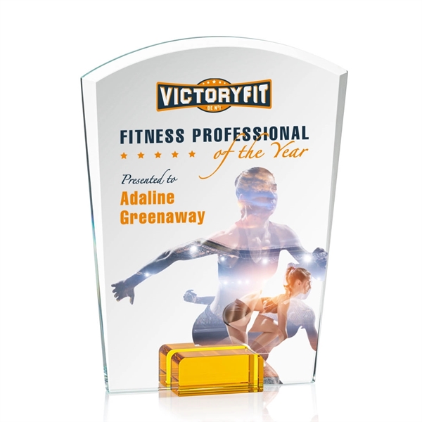 Unique curved top award with starfire optical crystal base.... from ASI 84592 St Regis Group / St Regis