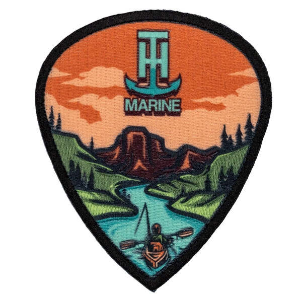 Embroidered Pin Pointe custom patches in assorted sizes with heat seal... from ASI 52263 EMT / EMT EMT EASY Emblem Marketing Team