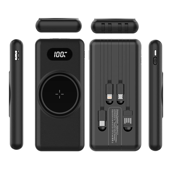 Wireless power bank with built-in cables plus 1C1P silkscreen imprint or... from ASI 37218 Athena Promo (tm)