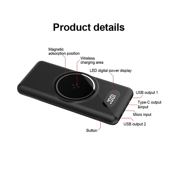 Wireless charging power bank 10000 mAh plus 1c1p silkscreen or laser... from ASI 37218 Athena Promo (tm)