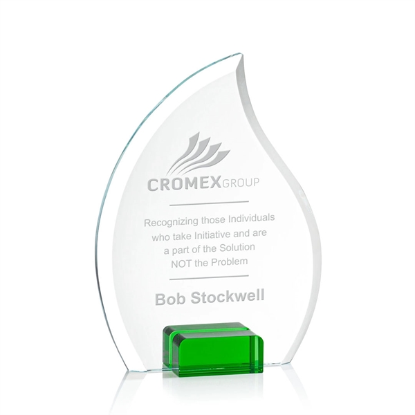 Unique flame shaped award with starfire optical crystal base.... from ASI 84592 St Regis Group / St Regis