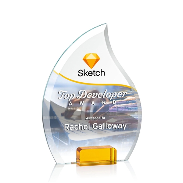 Unique flame shaped award with starfire optical crystal base.... from ASI 84592 St Regis Group / St Regis