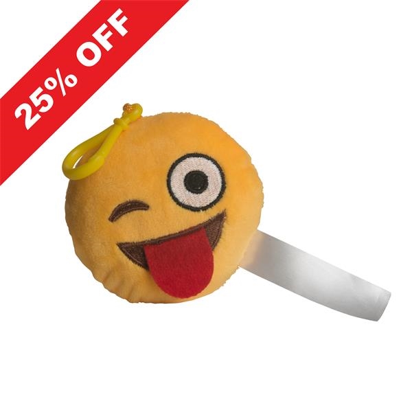 Plush emoji keychain made of polyurethane with a winking expression.... from ASI 34415 Alpi International LTD / Alpi™