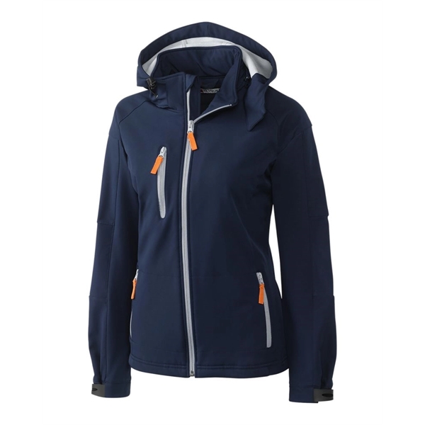 Women's jacket with a full-zip, hood, water resistance, and chest pocket.... from ASI 47965 Cutter & Buck