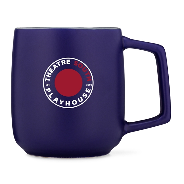 16 Oz. sturdy ceramic mug features matted color exterior with gray... from ASI 39820 Opusline (Benmex) / Opus Line