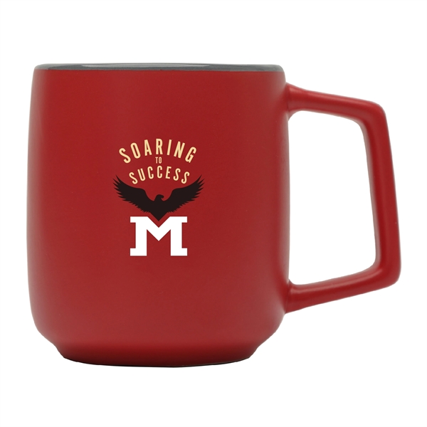 16 Oz. sturdy ceramic mug features matted color exterior with gray... from ASI 39820 Opusline (Benmex) / Opus Line