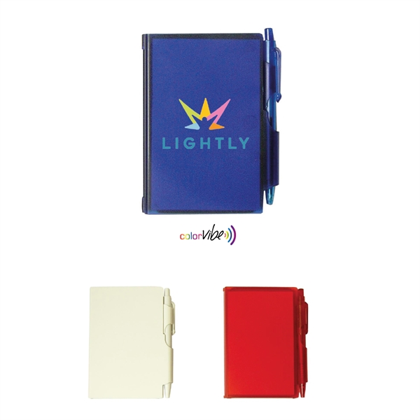 Memo pad with pen lock with white unlined paper. 80 pages.... from ASI 99030 Zipline / MainStream Promotions™