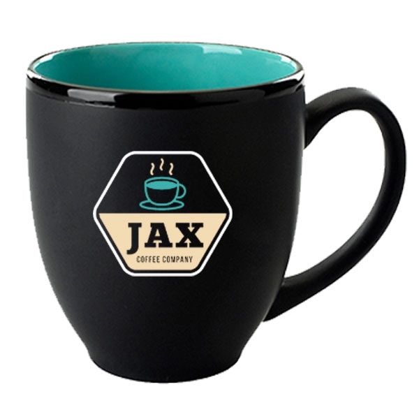 15 oz. bistro mug with matte satin black exterior and glossy... from ASI 46573 Cooper & Clement Inc