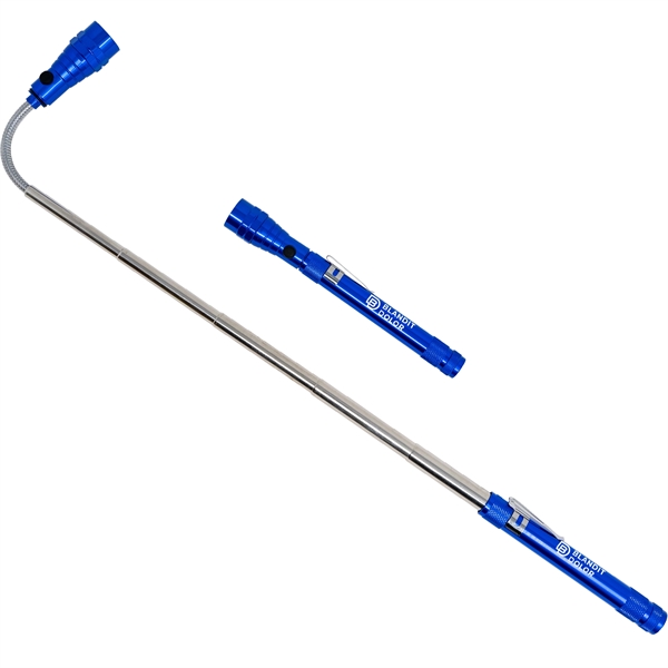 Telescopic flexible flashlight with three LED lights and four LR44 batteries;... from ASI 61966 HPG / Beacon Promotions