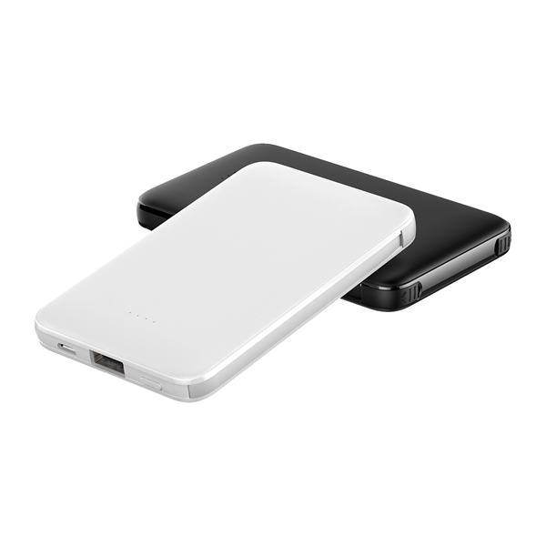 The Hermosa 5,000mAh Power Bank with Built-in-Cables for USB C, Micro... from ASI 74741 NVS Promo Designs, Inc.