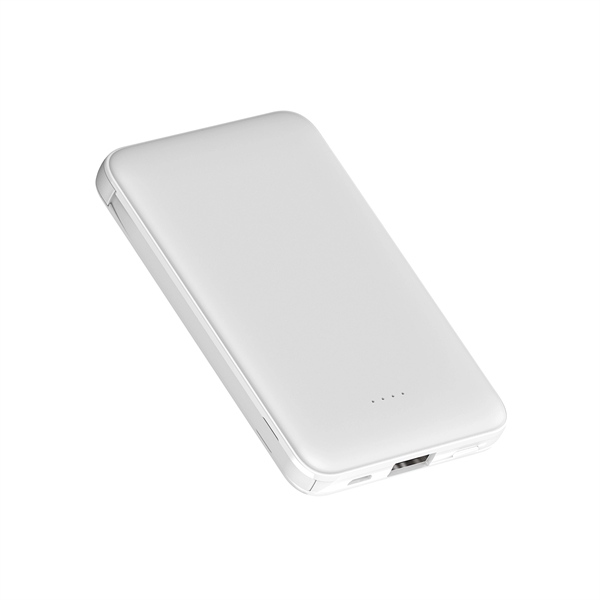 The Hermosa 5,000mAh Power Bank with Built-in-Cables for USB C, Micro... from ASI 74741 NVS Promo Designs, Inc.