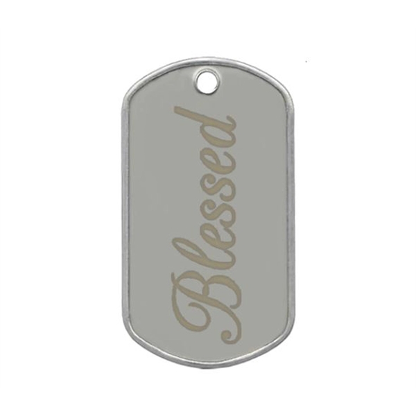Stainless steel military dog tag with embossed or laser-engraved design in... from ASI 37218 Athena Promo (tm)