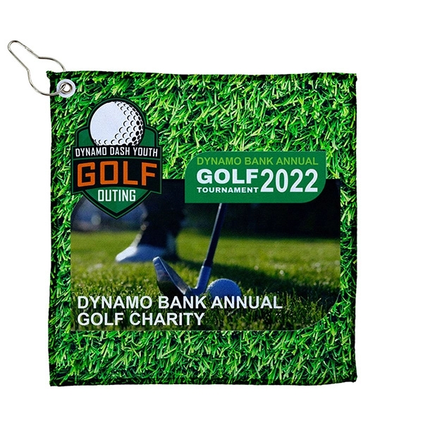 12" x 12" microfiber golf towel with metal grommet and clip... from ASI 62660 Innovation Line