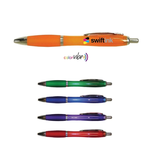 Lena plastic pen with black ink and slim refill.... from ASI 99030 Zipline / MainStream Promotions™