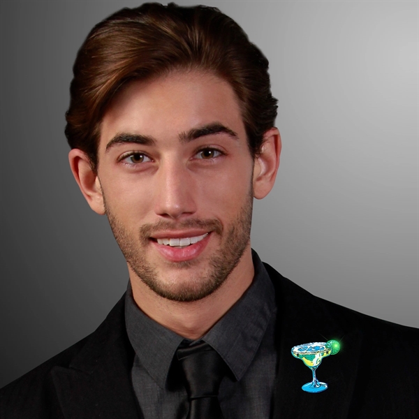 Margarita blinky lights lapel pin with military clutch. Blank.... from ASI 34194 ALightPromos / Alight Promotional Products