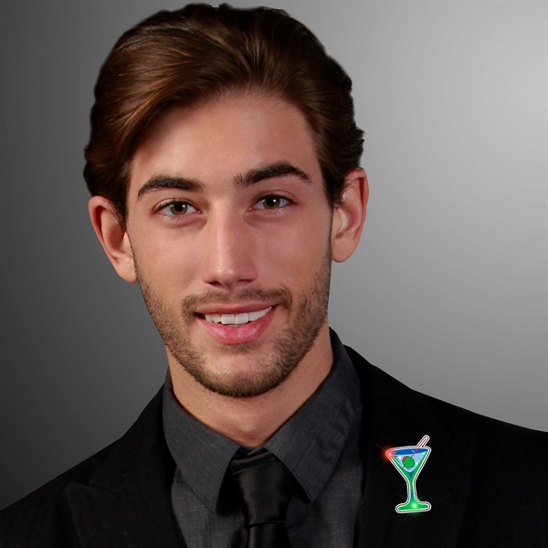 Martini blinky lights pin with military clutch. Blank.... from ASI 34194 ALightPromos / Alight Promotional Products