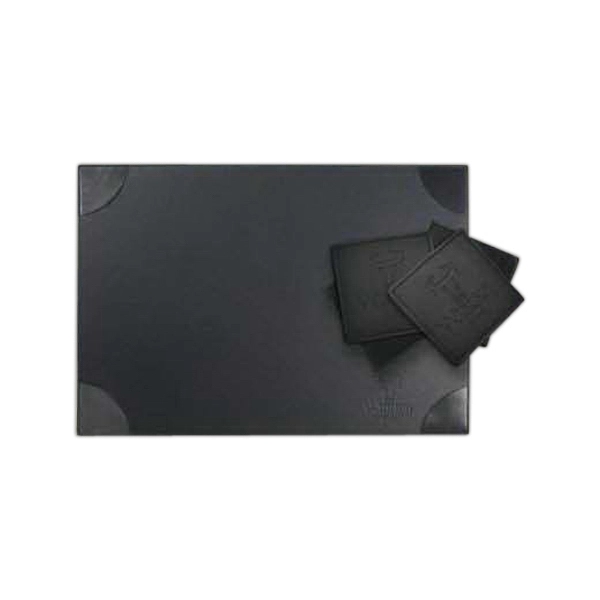 Matched rectangular place mat / desk pad and coaster set.... from ASI 97490 ZZ REMOVED - Winston Manufacturing / Wizzer/Winston Leather