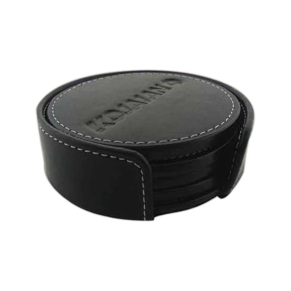 Coaster set with contrasting white stitching.... from ASI 97490 ZZ REMOVED - Winston Manufacturing / Wizzer/Winston Leather