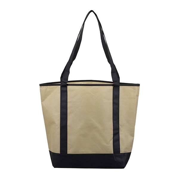 Non-woven tote bag with black accented handles/bottom, large main compartment, outside... from ASI 62660 Innovation Line