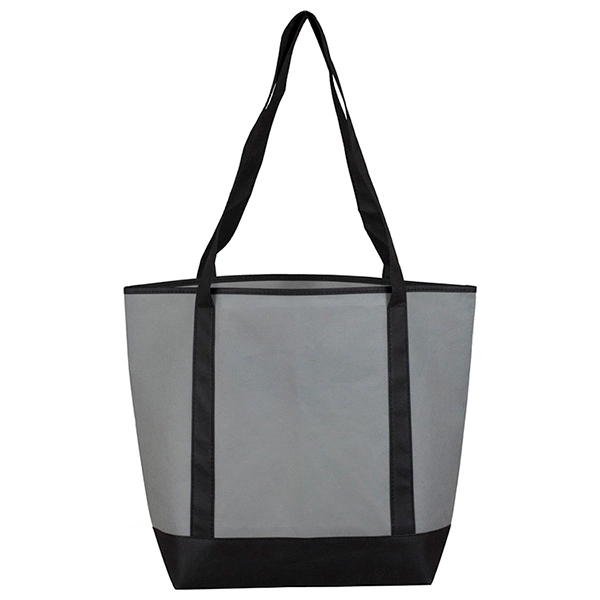 Non-woven tote bag with black accented handles/bottom, large main compartment, outside... from ASI 62660 Innovation Line