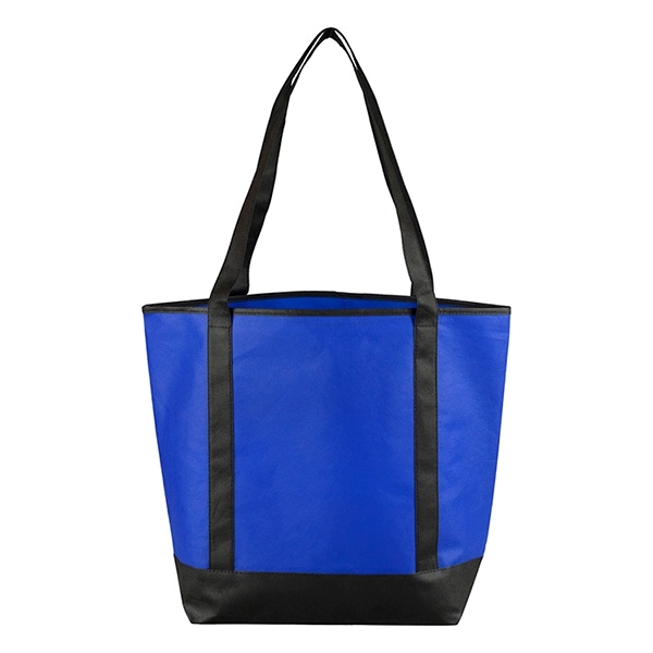 Non-woven tote bag with black accented handles/bottom, large main compartment, outside... from ASI 62660 Innovation Line