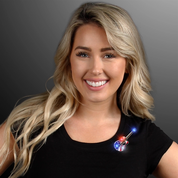 Blank or Imprinted. American guitar flashing pin.... from ASI 34194 ALightPromos / Alight Promotional Products