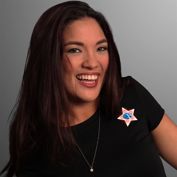 Blank or Imprinted. Turbo star body light pins with military clutch.... from ASI 34194 ALightPromos / Alight Promotional Products