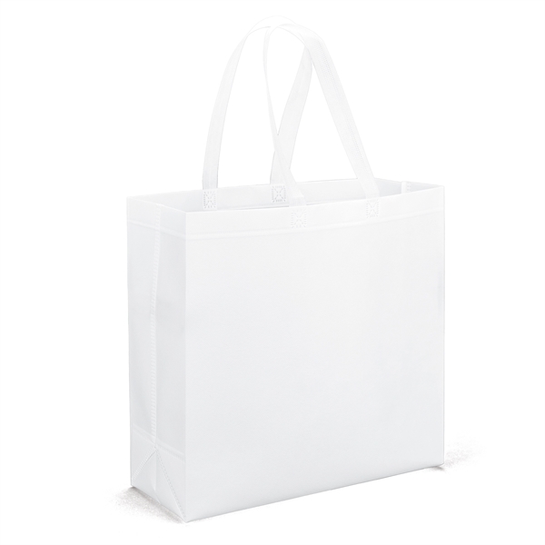Laminated Non-Woven Tote with lay-flat side and bottom gussets.... from ASI 37940 Bag Makers Inc